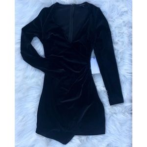 Cotton Candy LA - Black velvet bodycon wrap dress